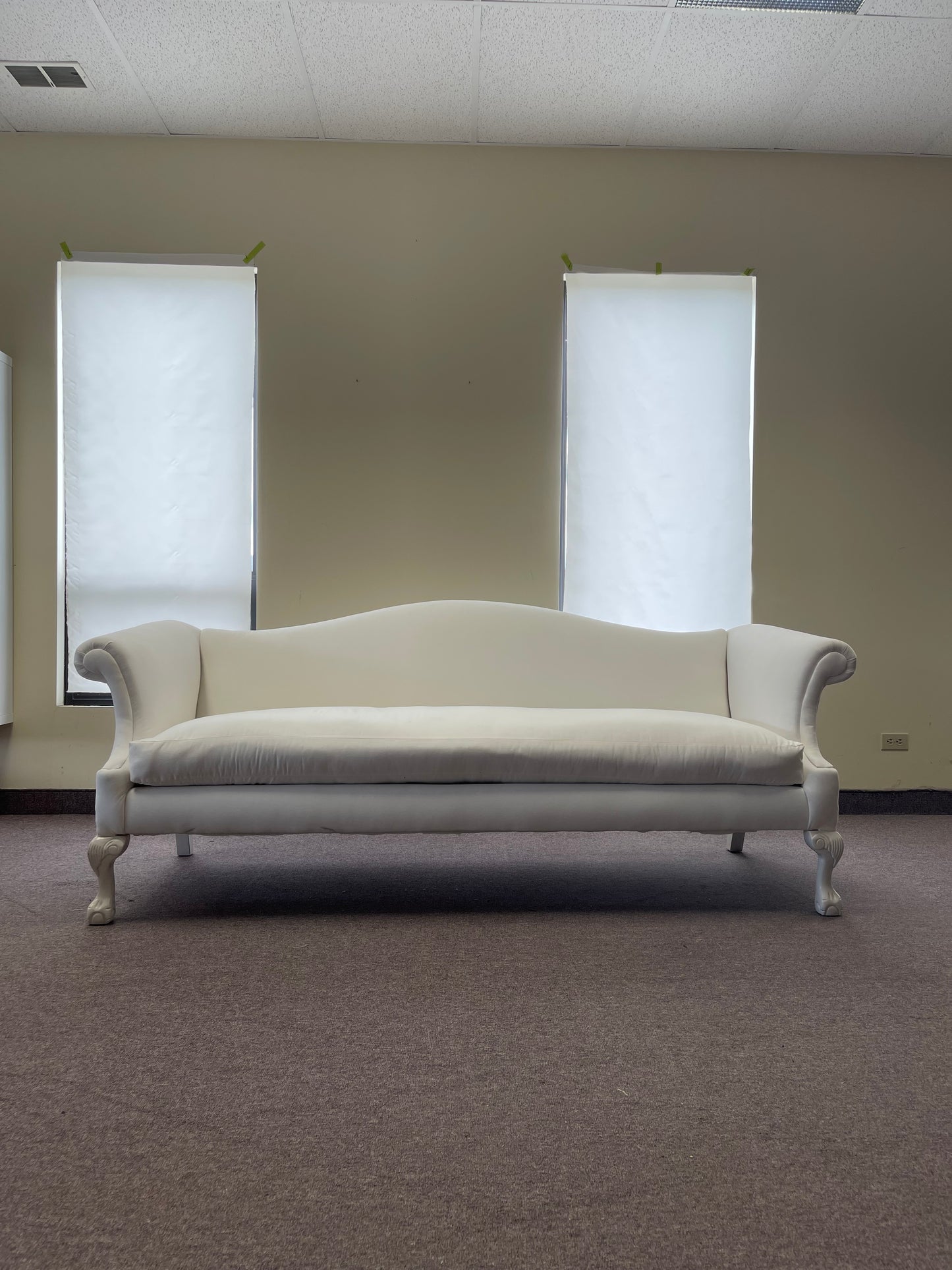 White Chippendale Featherdown Couch