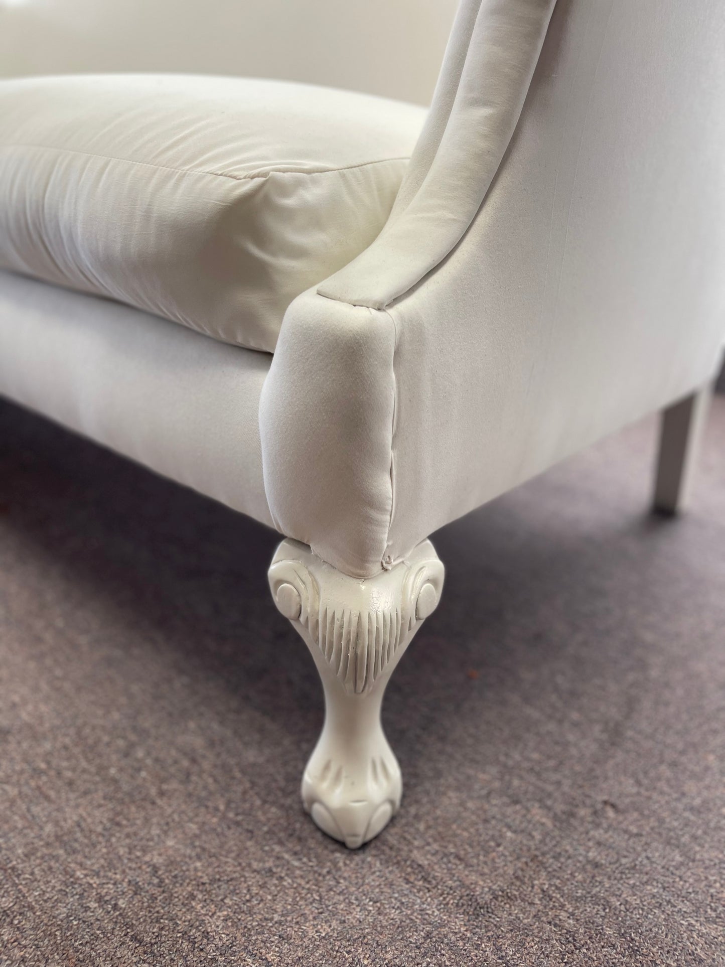 White Chippendale Featherdown Couch