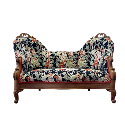 1800's Solid walnut European love seat - SOLD!